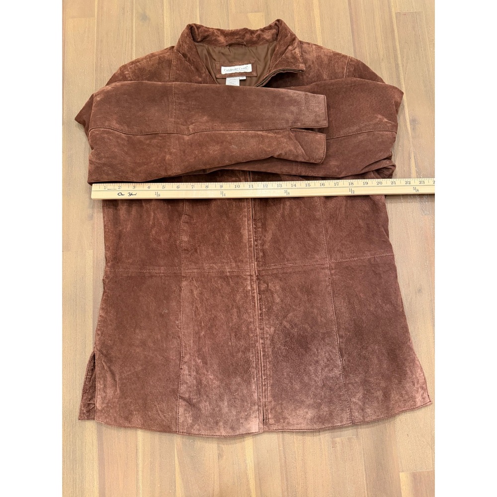 Coldwater Creek Womens Brown Suede Leather Zip Front Jacket Size L - Picture 5 of 6